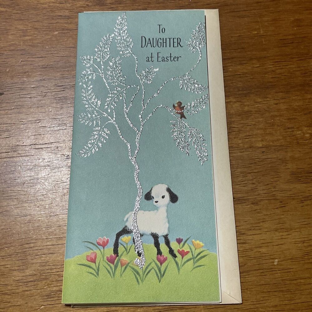 Vtg Rust Craft Easter Greeting Card Daughter Glitter